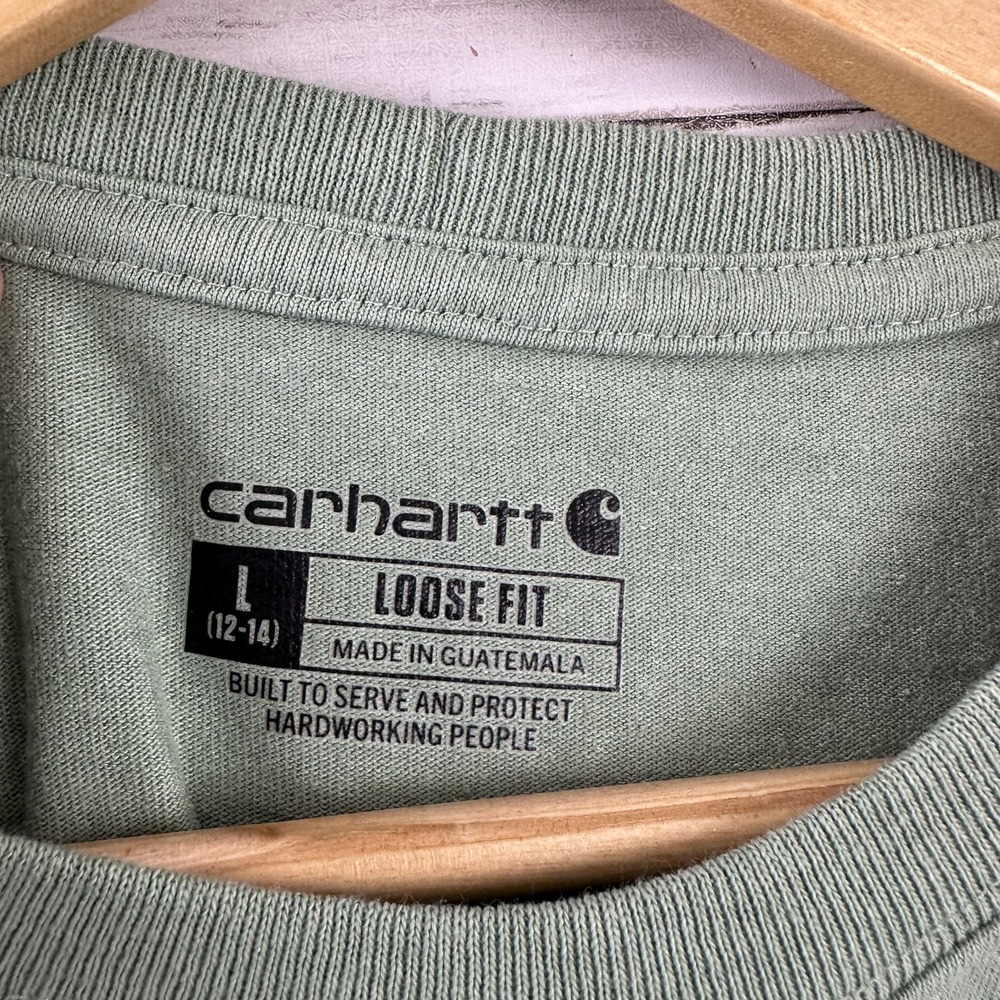Carhartt T-Shirt Womens Large short sleeve Work‎ casual Loose fit Green K87-W - Picture 3 of 10